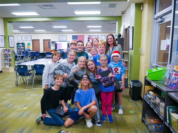 group of students in library